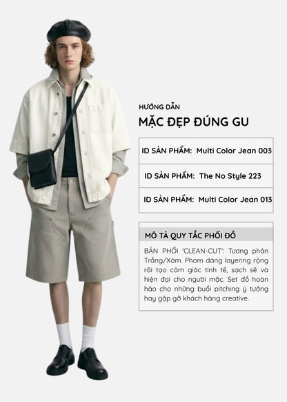 Áo Sơ Mi Tay Ngắn DurableTex™ Bền Bỉ Boxy Shape Multi Color Jean 003 Trắng