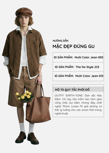 Áo Sơ Mi Tay Ngắn DurableTex™ Bền Bỉ Boxy Shape Multi Color Jean 003 Nâu Đậm