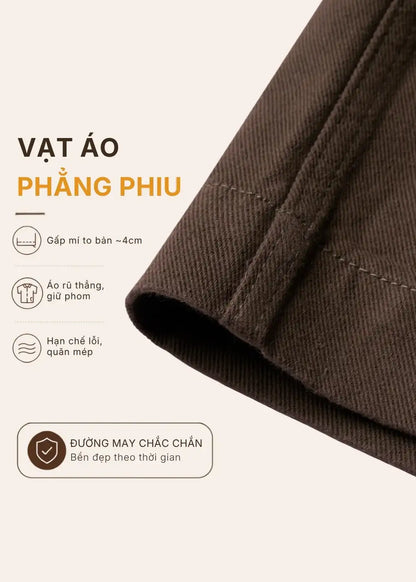Áo Sơ Mi Tay Ngắn DurableTex™ Tôn Vai Giấu Bụng Dày Dặn Đứng Phom Multi Color Jean 003 Màu Đen 99 Dáng Rộng Rãi F4