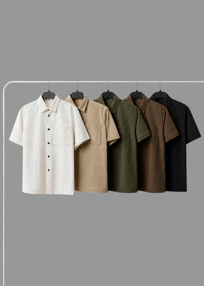 Áo Sơ Mi Tay Ngắn DurableTex™ Tôn Vai Giấu Bụng Dày Dặn Đứng Phom Multi Color Jean 003 Màu Đen 99 Dáng Rộng Rãi F4