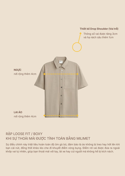 Áo Sơ Mi Tay Ngắn DurableTex™ Bền Bỉ Boxy Shape Multi Color Jean 003 Trắng