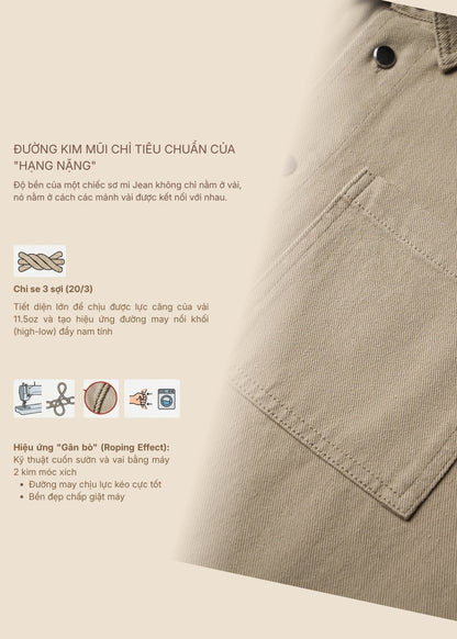 Áo Sơ Mi Tay Ngắn DurableTex™ Bền Bỉ Boxy Shape Multi Color Jean 003 Trắng