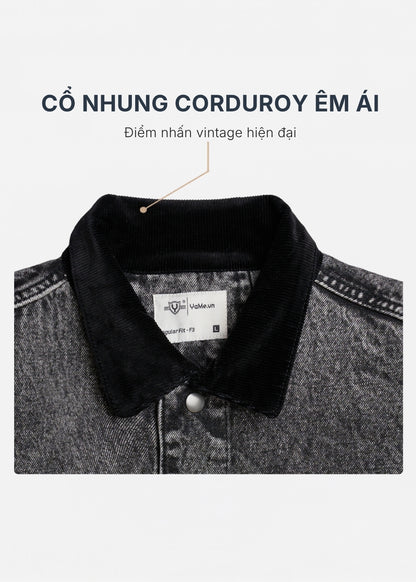 Áo Khoác Jean Xám Kiểu Cổ Điển Vải Dày Dặn Bền Chắc Multi Color Jean 004 Màu Nâu Dáng Vừa Vặn F3