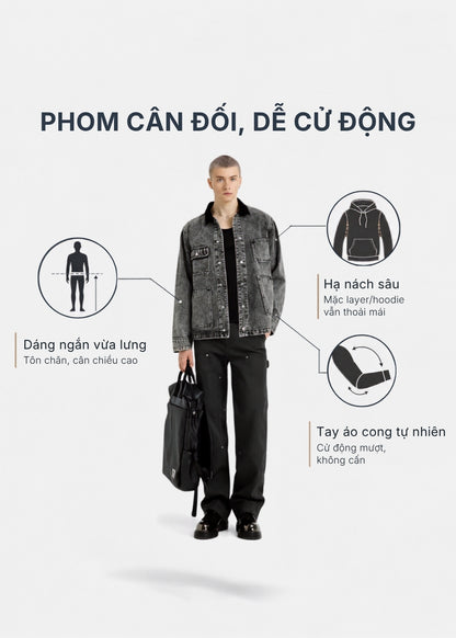 Áo Khoác Jean Xám Kiểu Cổ Điển Vải Dày Dặn Bền Chắc Multi Color Jean 004 Màu Nâu Dáng Vừa Vặn F3