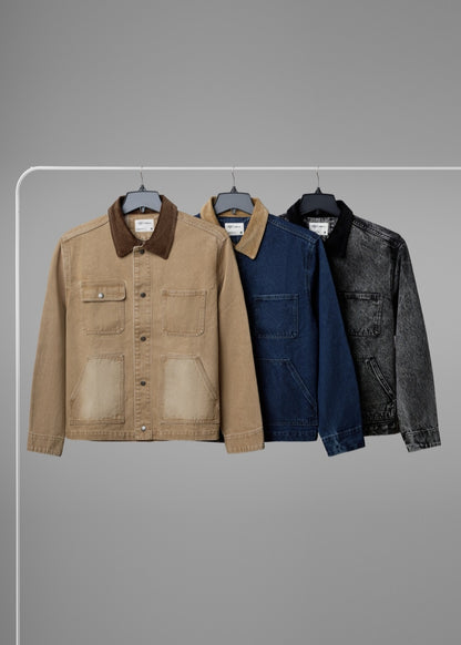 Áo Khoác Jean Xám Kiểu Cổ Điển Vải Dày Dặn Bền Chắc Multi Color Jean 004 Màu Nâu Dáng Vừa Vặn F3