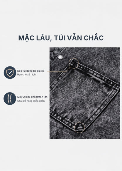 Áo Khoác Jean Xám Kiểu Cổ Điển Vải Dày Dặn Bền Chắc Multi Color Jean 004 Màu Nâu Dáng Vừa Vặn F3