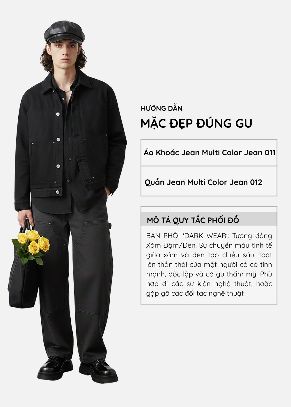 Quần Jean Suông Rộng DurableTex™ Đắp 2 Lớp Chống Rách Gối Siêu Bền Multi Color Jean 012 Màu Đen Dáng Rộng Rãi F4