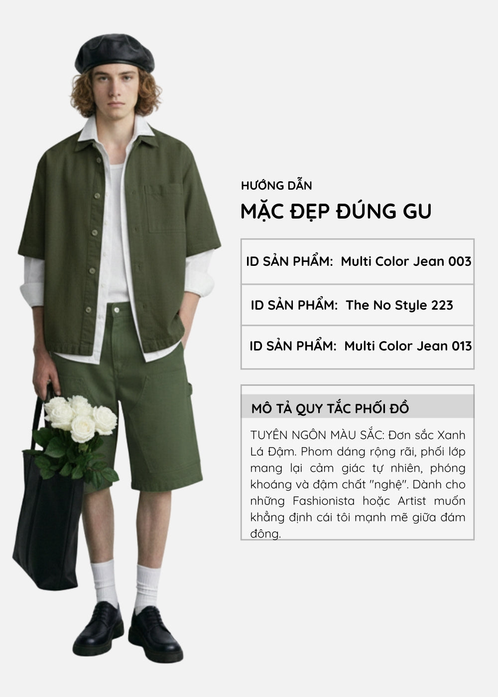 Áo Sơ Mi Tay Ngắn DurableTex™ Bền Bỉ Boxy Shape Multi Color Jean 003 Xanh Lá Đậm