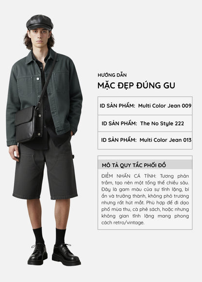 Áo Khoác Jean Nhuộm Hoạt Tính Bền Màu Multi Color Jean 009 Xanh Lá Đậm