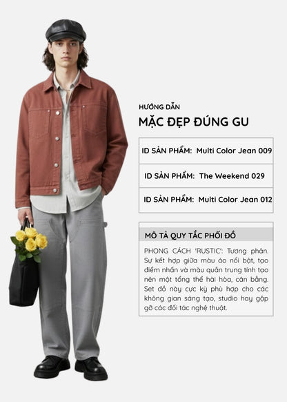 Áo Khoác Jean Nhuộm Hoạt Tính Bền Màu Multi Color Jean 009 Nâu