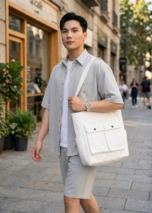 Túi Tote Canvas Bền Bỉ NB 028 Trắng