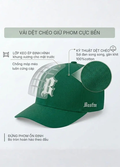 Nón Baseball Cap Kaki Đứng Form NS 140 Màu Xanh Lá Đậm