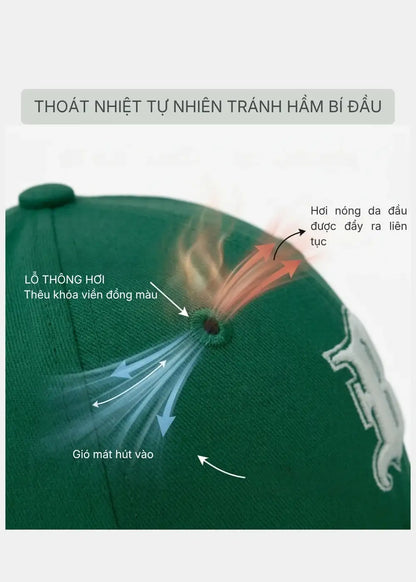 Nón Baseball Cap Kaki Đứng Form NS 140 Màu Xanh Lá Đậm