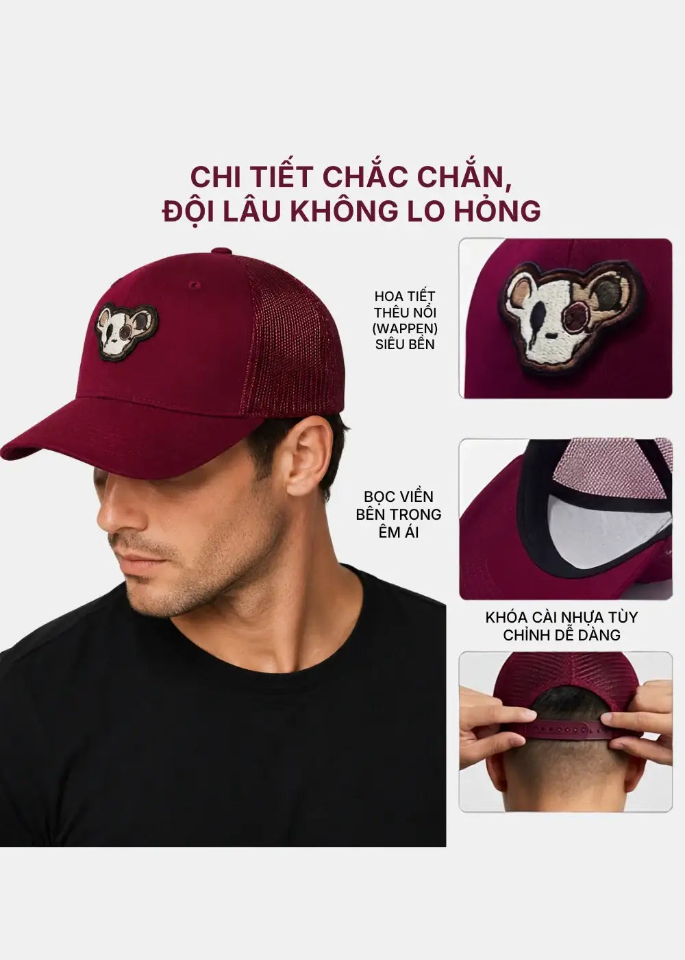 Nón Trucker Cap Kaki Đứng Form NS 152 Màu Nâu Đậm