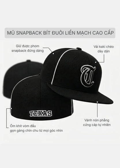 Nón Fitted Cap Kaki Đứng Form NS 156 Màu Đen