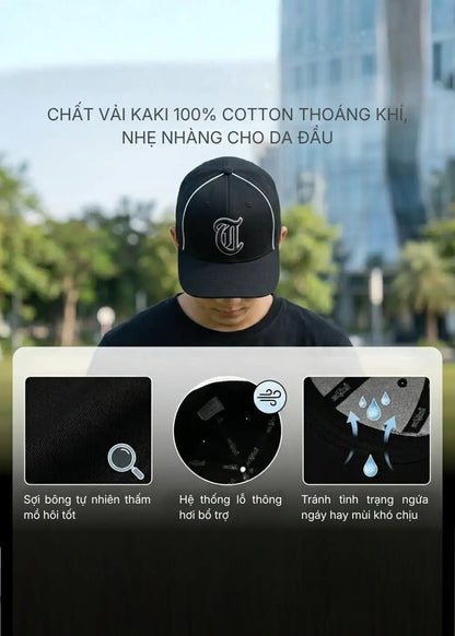 Nón Fitted Cap Kaki Đứng Form NS 156 Màu Đen