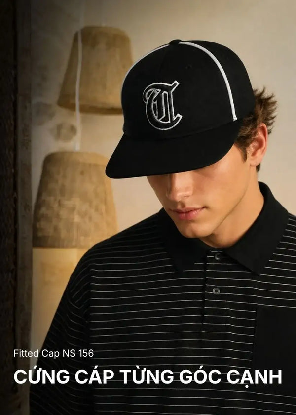Nón Fitted Cap Kaki Vành Nón Phẳng Bít Đuôi Cá Tính NS 156 Đen