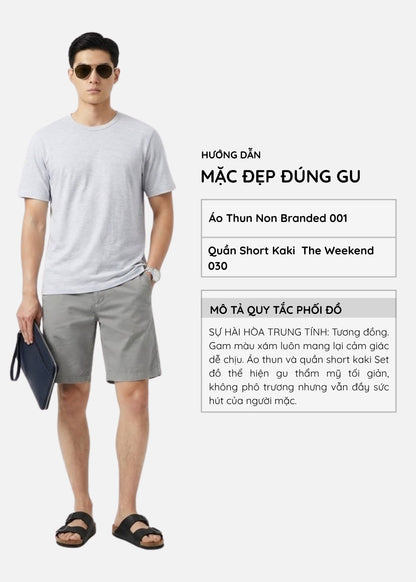 Áo Thun Dệt Tổ Ong EasyCare™ Vải Đứng Dáng Ít Nhăn Non Branded 001 Màu Xám Nhạt Dáng Ôm Vừa F2
