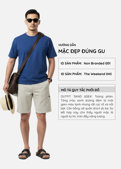 Áo Thun Waffle Thoáng Mát Non Branded 001 Xanh Dương Đậm