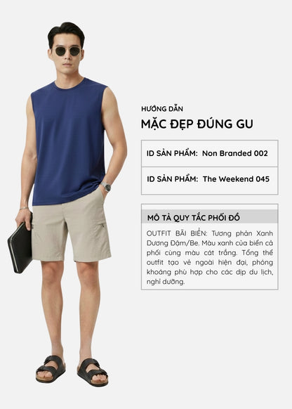 Áo Thun 3 Lỗ Waffle Non Branded 002 Xanh Dương Đậm