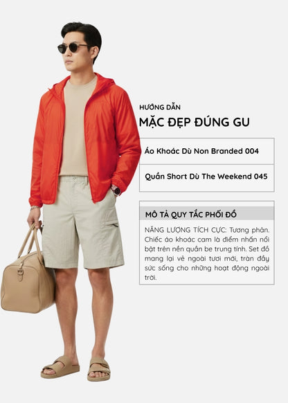 Áo Khoác Parka RainShield™ Mỏng Nhẹ Trượt Nước, Mũ Điều Chỉnh Non Branded 004 Màu Cam Đậm Dáng Rộng Rãi F4
