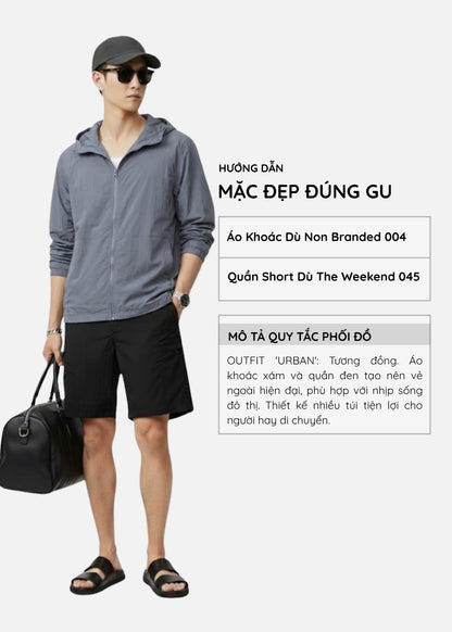 Áo Khoác Parka RainShield™ Mỏng Nhẹ Trượt Nước, Mũ Điều Chỉnh Non Branded 004 Màu Xám Dáng Rộng Rãi F4
