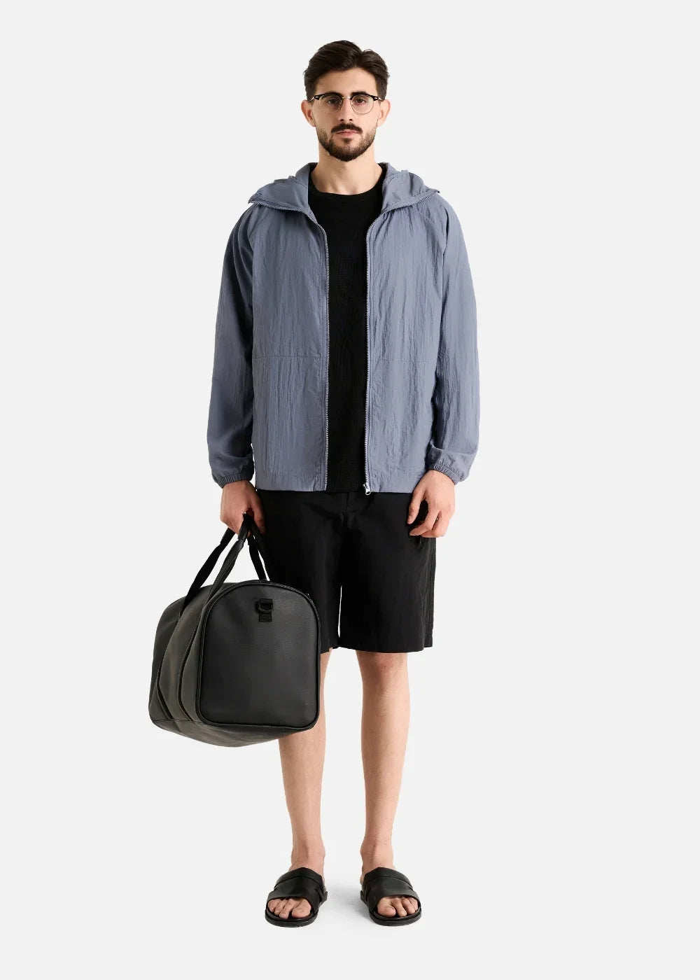 Áo Khoác Parka RainShield™ Mỏng Nhẹ Trượt Nước, Mũ Điều Chỉnh Non Branded 004 Màu Xám Dáng Rộng Rãi F4
