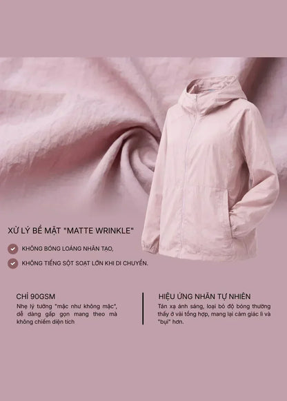 Áo Khoác Parka RainShield™ Mỏng Nhẹ Trượt Nước, Mũ Điều Chỉnh Non Branded 004 Màu Đen Dáng Rộng Rãi F4