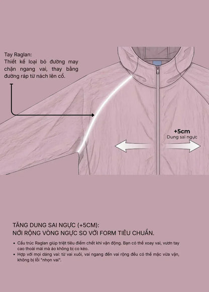 Áo Khoác Parka RainShield™ Mỏng Nhẹ Trượt Nước, Mũ Điều Chỉnh Non Branded 004 Màu Đen Dáng Rộng Rãi F4