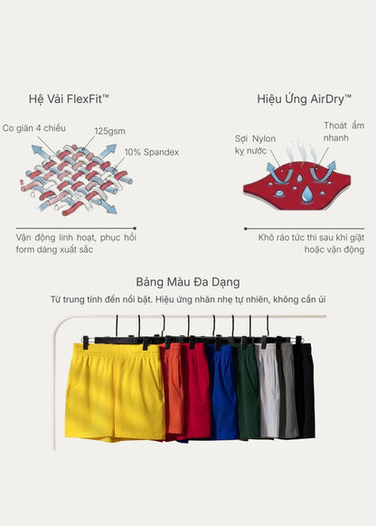 Quần Đùi Vải Dù Ống Ngắn Trên Gối FlexFit™ Mỏng Nhẹ Nhanh Khô Non Branded 006 Màu Đỏ Dáng Rộng Rãi F4