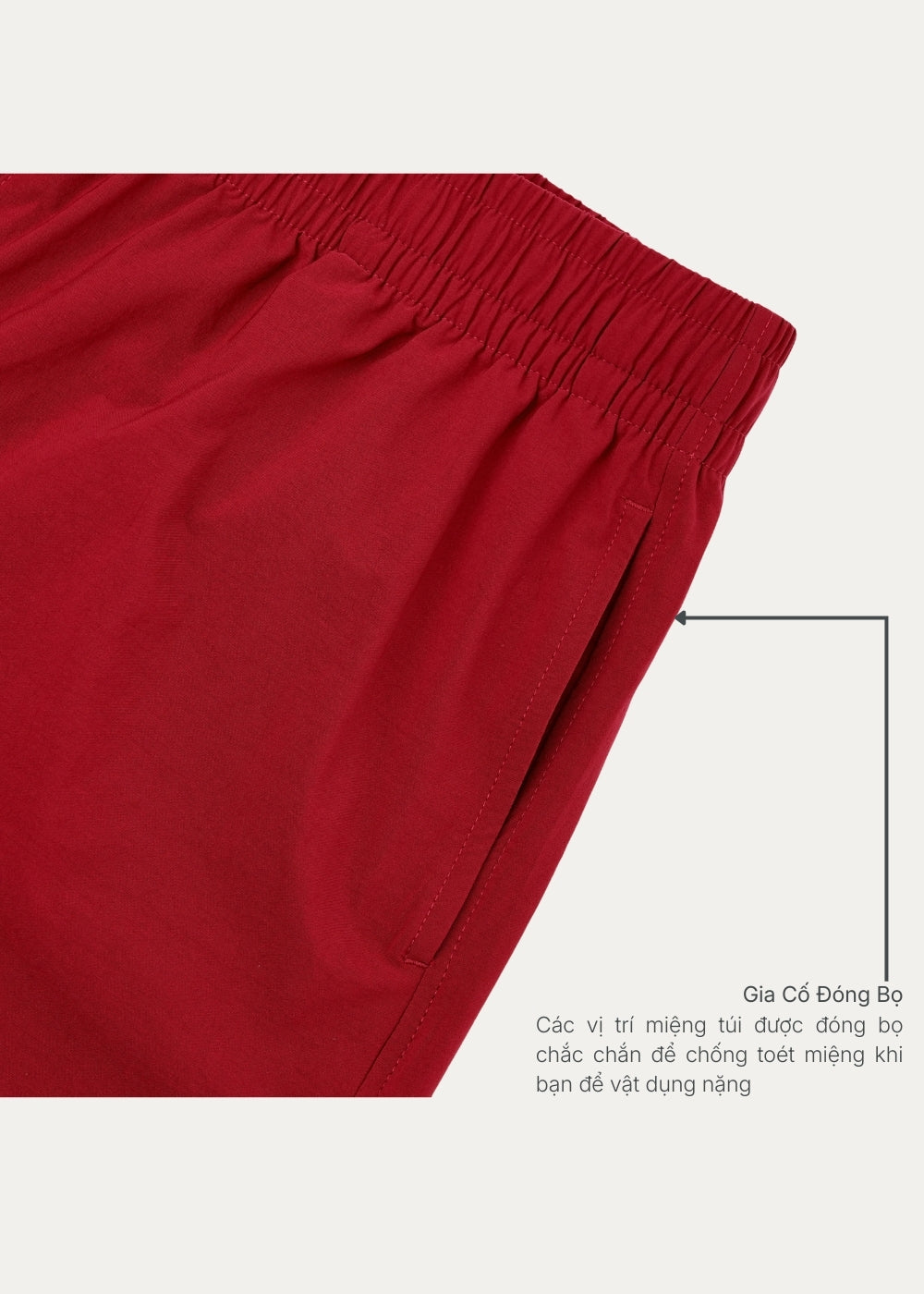 Quần Đùi Vải Dù Ống Ngắn Trên Gối FlexFit™ Mỏng Nhẹ Nhanh Khô Non Branded 006 Màu Đỏ Dáng Rộng Rãi F4
