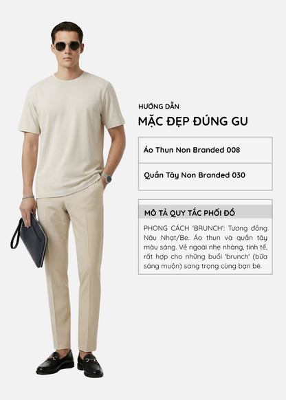 Áo Thun Thoáng Mát AirDry™ Ít Nhăn Non Branded 008 Màu Nâu Nhạt Dáng Ôm Vừa F2
