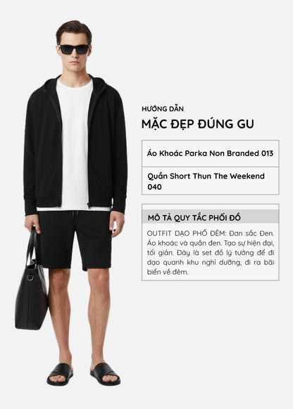 Áo Khoác Parka AirDry™ Vải Nhẹ Tản Nhiệt Tay Xỏ Ngón Non Branded 013 Màu Đen Dáng Vừa Vặn F3