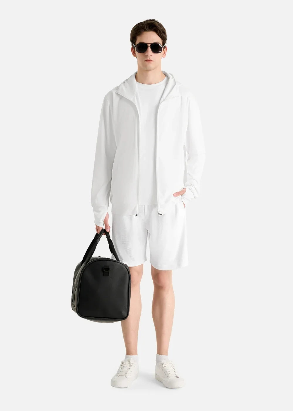 Áo Khoác Parka AirDry™ Vải Nhẹ Tản Nhiệt Tay Xỏ Ngón Non Branded 013 Màu Trắng Dáng Vừa Vặn F3