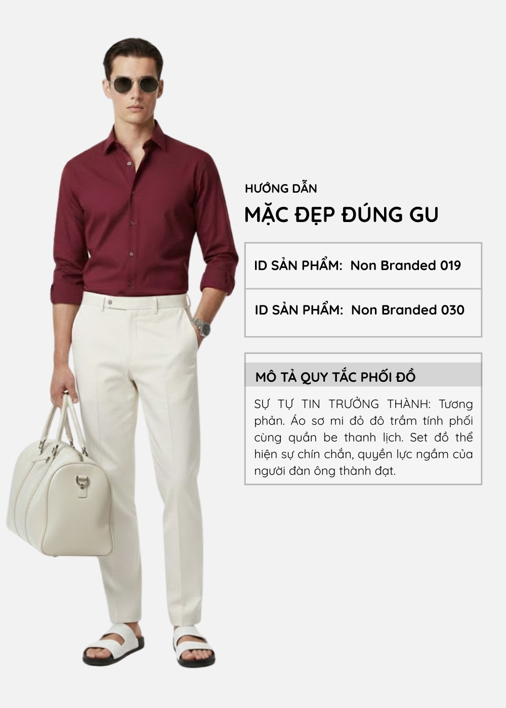 Áo Sơ Mi Tay Dài Modal Ít Nhăn Non Branded 019 Đỏ Đậm