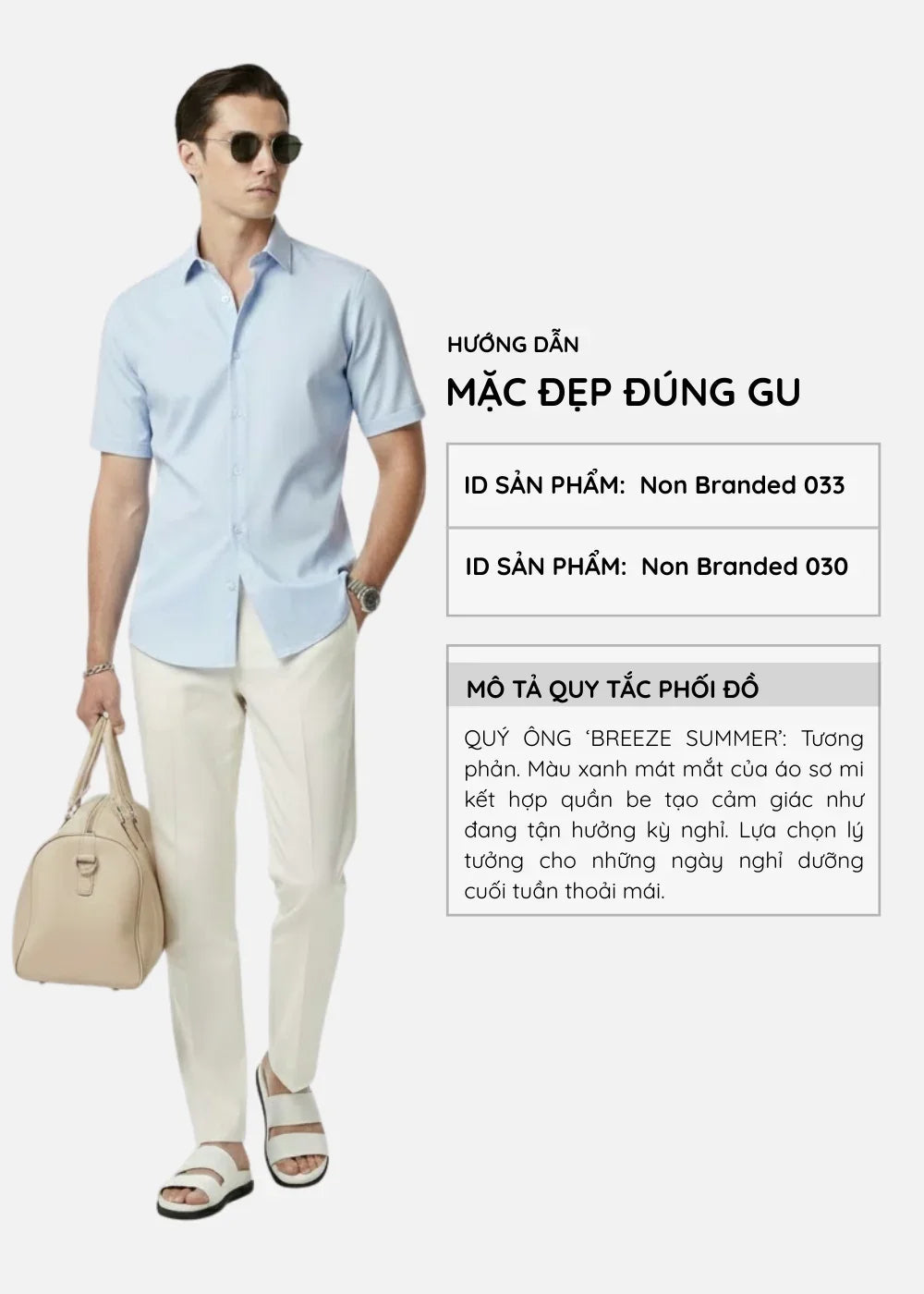 Áo Sơ Mi Tay Ngắn AirDry™ Thoáng Khí Modal Non Branded 033 Xanh Dương Nhạt