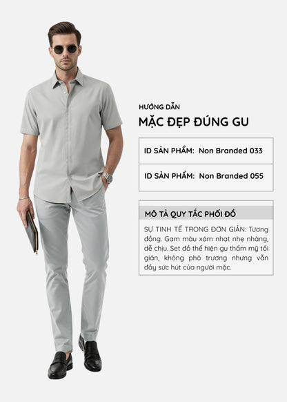 Áo Sơ Mi Modal Mềm Mịn Ít Nhăn Non Branded 033 Xám Nhạt