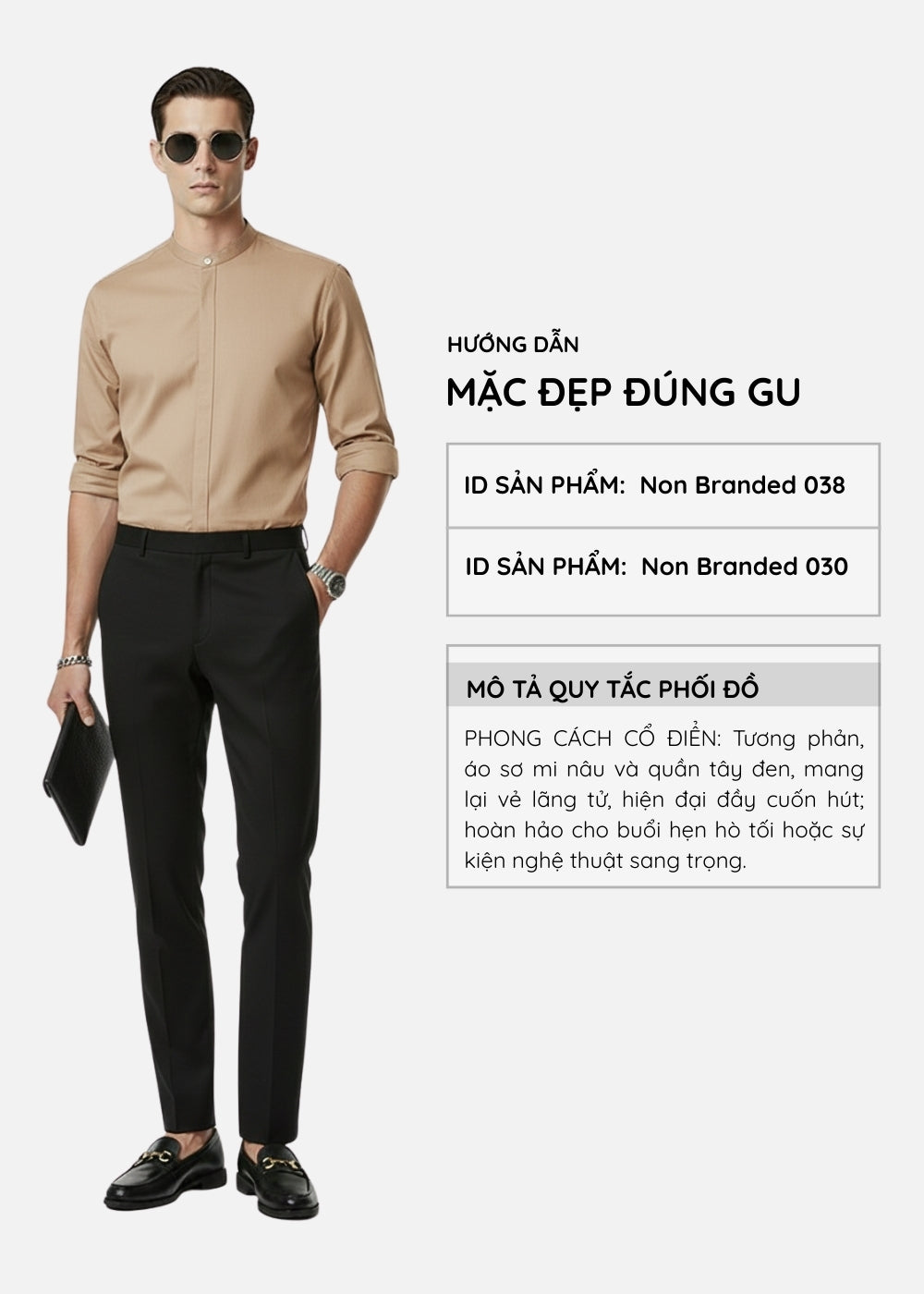 Áo Sơ Mi Cổ Trụ Vải Modal Mềm Mịn Ít Nhăn Non Branded 038 Nâu