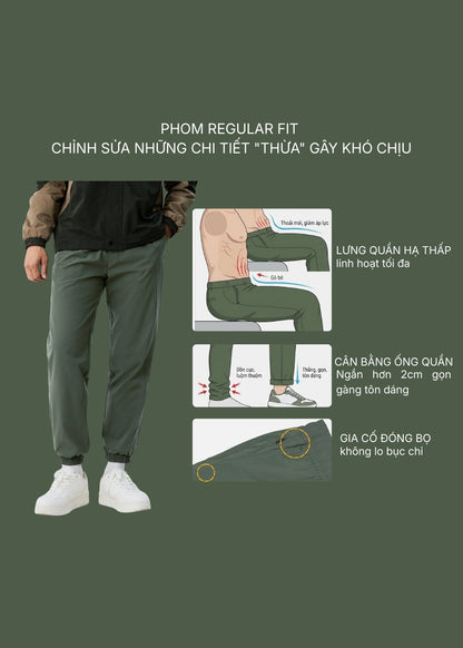 Quần Dài AirDry™ Sợi Sorona Đàn Hồi Mềm Mại Non Branded 041 Màu Nâu Đậm Dáng Vừa Vặn F3