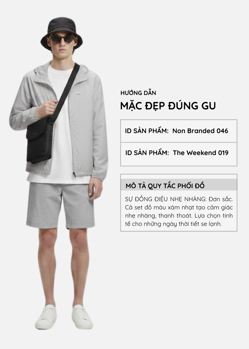 Áo Khoác Gió Parka Siêu Nhẹ Gấp Gọn Thông Minh Non Branded 046 Xám Nhạt