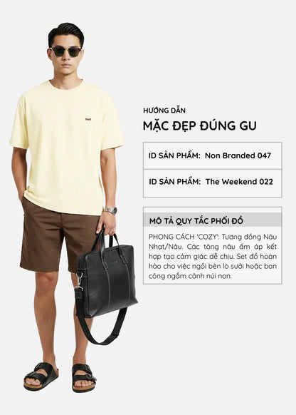 Áo Thun FlexFit™ Cotton Boxy Hack Dáng Tăng Chiều Cao Non Branded 047 Nâu Nhạt