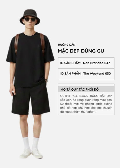 Áo Thun FlexFit™ Cotton Boxy Hack Dáng Tăng Chiều Cao Non Branded 047 047 Đen