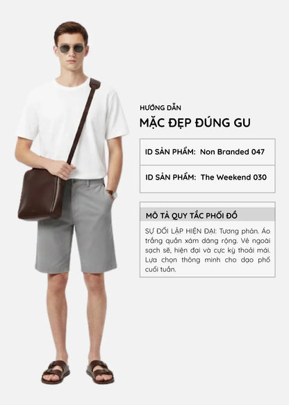 Áo Thun FlexFit™ Cotton Boxy Hack Dáng Tăng Chiều Cao Non Branded 047 Trắng