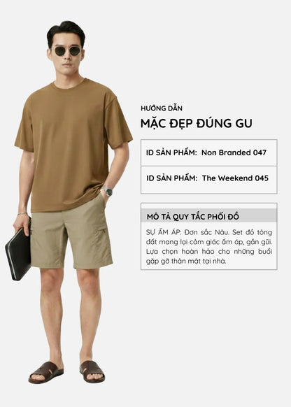 Áo Thun FlexFit™ Cotton Boxy Hack Dáng Tăng Chiều Cao Non Branded 047 Nâu