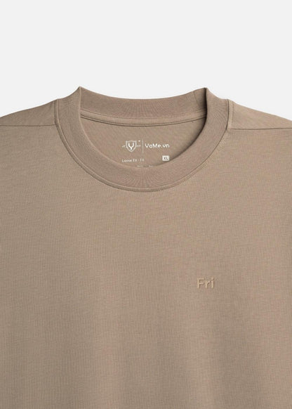 Áo Thun FlexFit™ Cotton Boxy Hack Dáng Tăng Chiều Cao Non Branded 047 Nâu