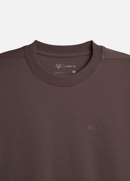 Áo Thun FlexFit™ Cotton Boxy Hack Dáng Tăng Chiều Cao Non Branded 047 Nâu Đậm