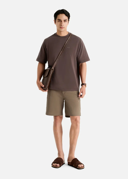 Áo Thun FlexFit™ Cotton Boxy Hack Dáng Tăng Chiều Cao Non Branded 047 Nâu Đậm