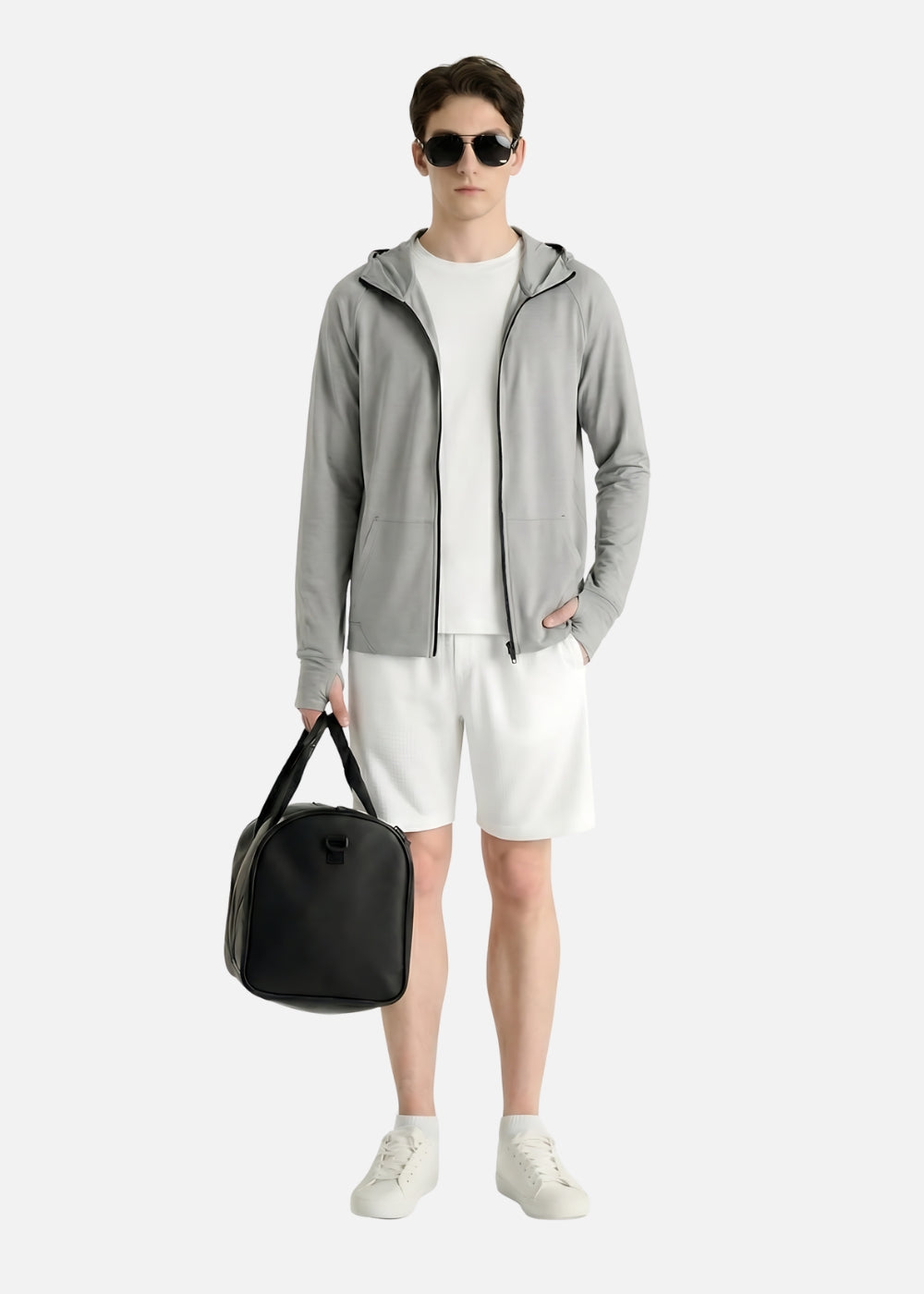 Áo Khoác Parka Anti-UV™ Tay Xỏ Ngón Chống Nắng UPF 50+ Non Branded 048 Xám