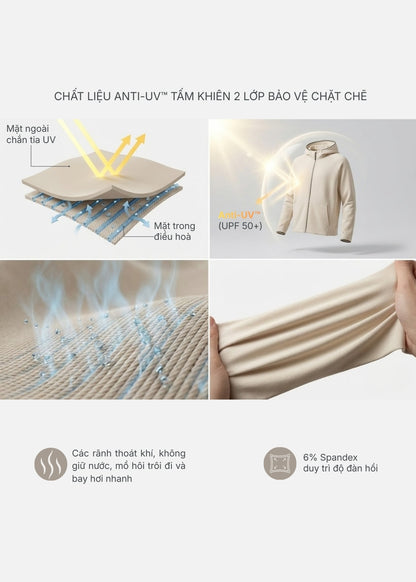 Áo Khoác Parka Anti-UV™ Tay Xỏ Ngón Chống Nắng UPF 50+ Non Branded 048 Xanh Lá Đậm