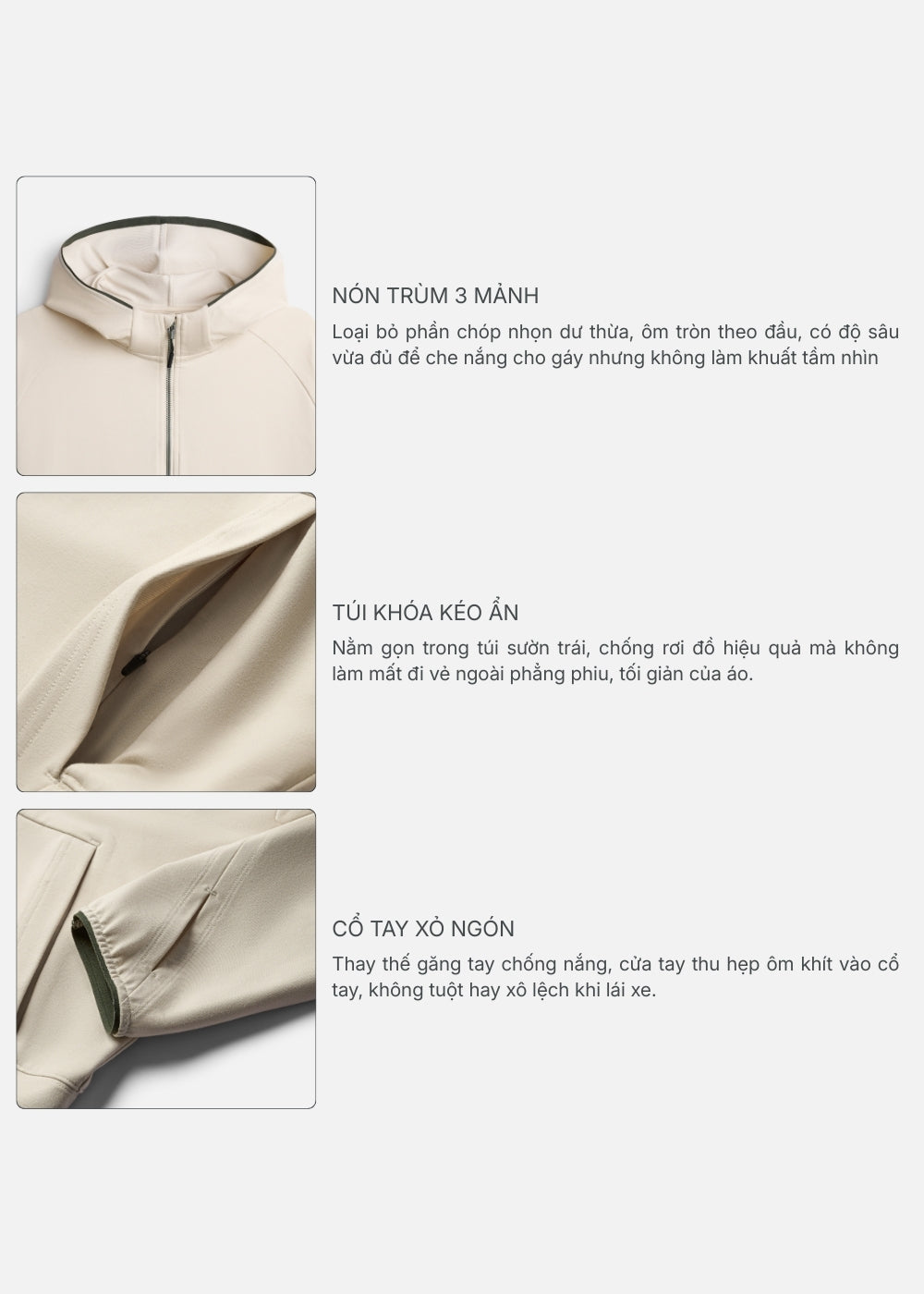 Áo Khoác Parka Anti-UV™ Tay Xỏ Ngón Chống Nắng UPF 50+ Non Branded 048 Xanh Lá Đậm